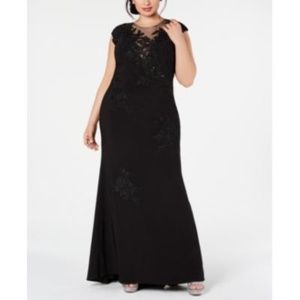 NWOT Xscape Plus Size Emb Illusion-Mesh Gown